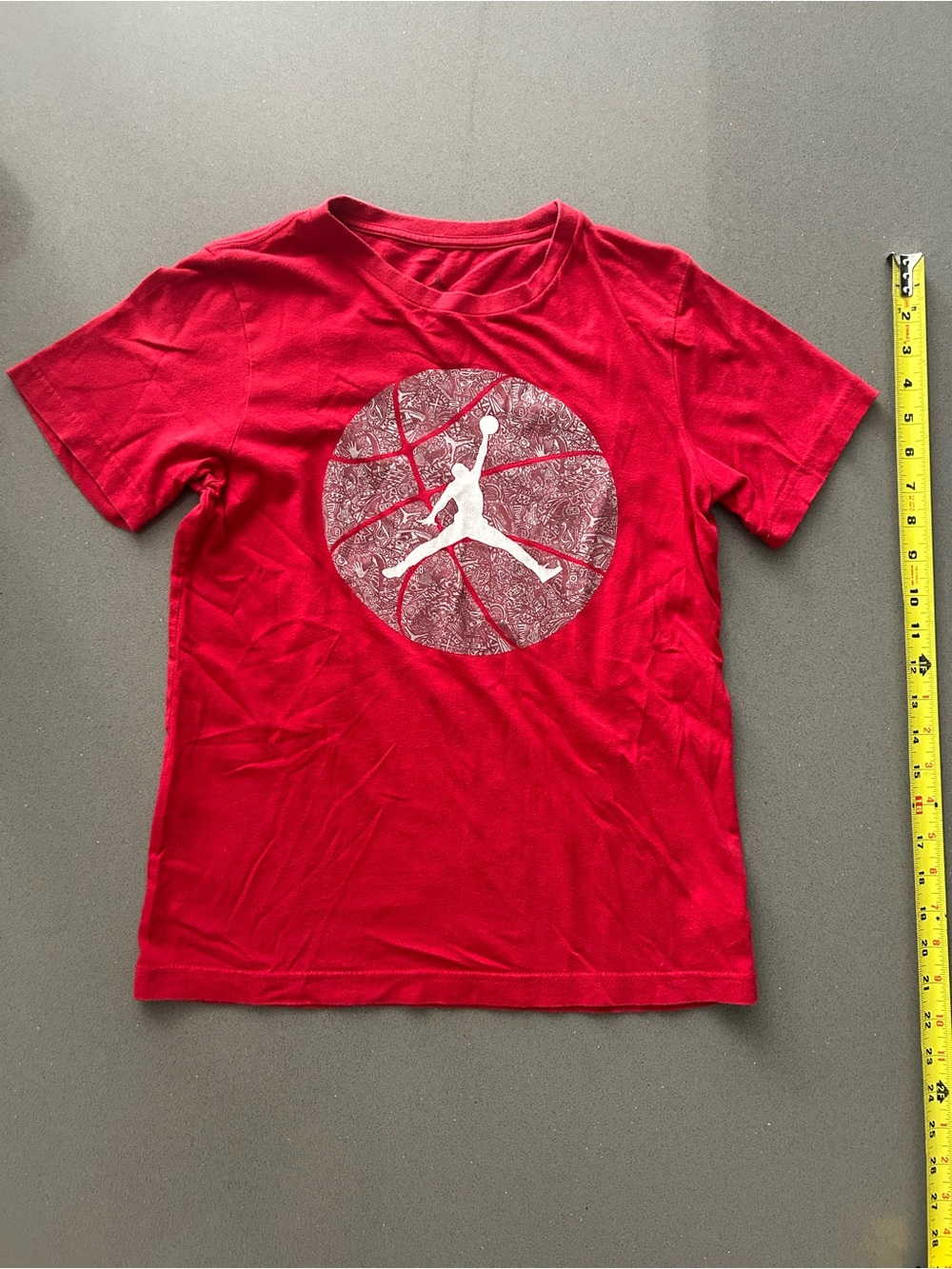 Jordan Red T-Shirt with Basketball Logo Kids Size M…